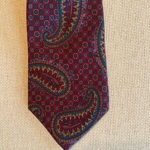 Liberty of London 100% Silk Paisley Neck Tie Burgundy